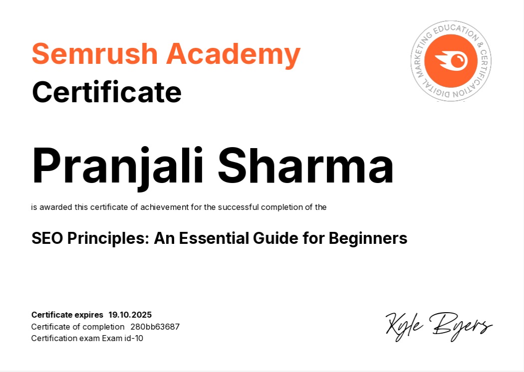 Semrush SEO Certificate